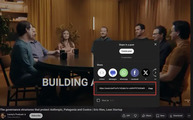 Dapatkan Tautan Video YouTube