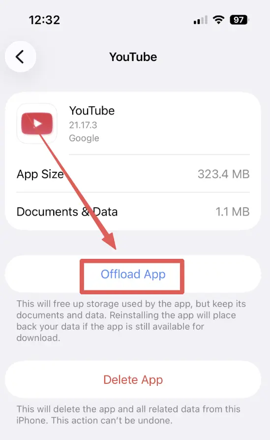 تفريغ YouTube على iOS